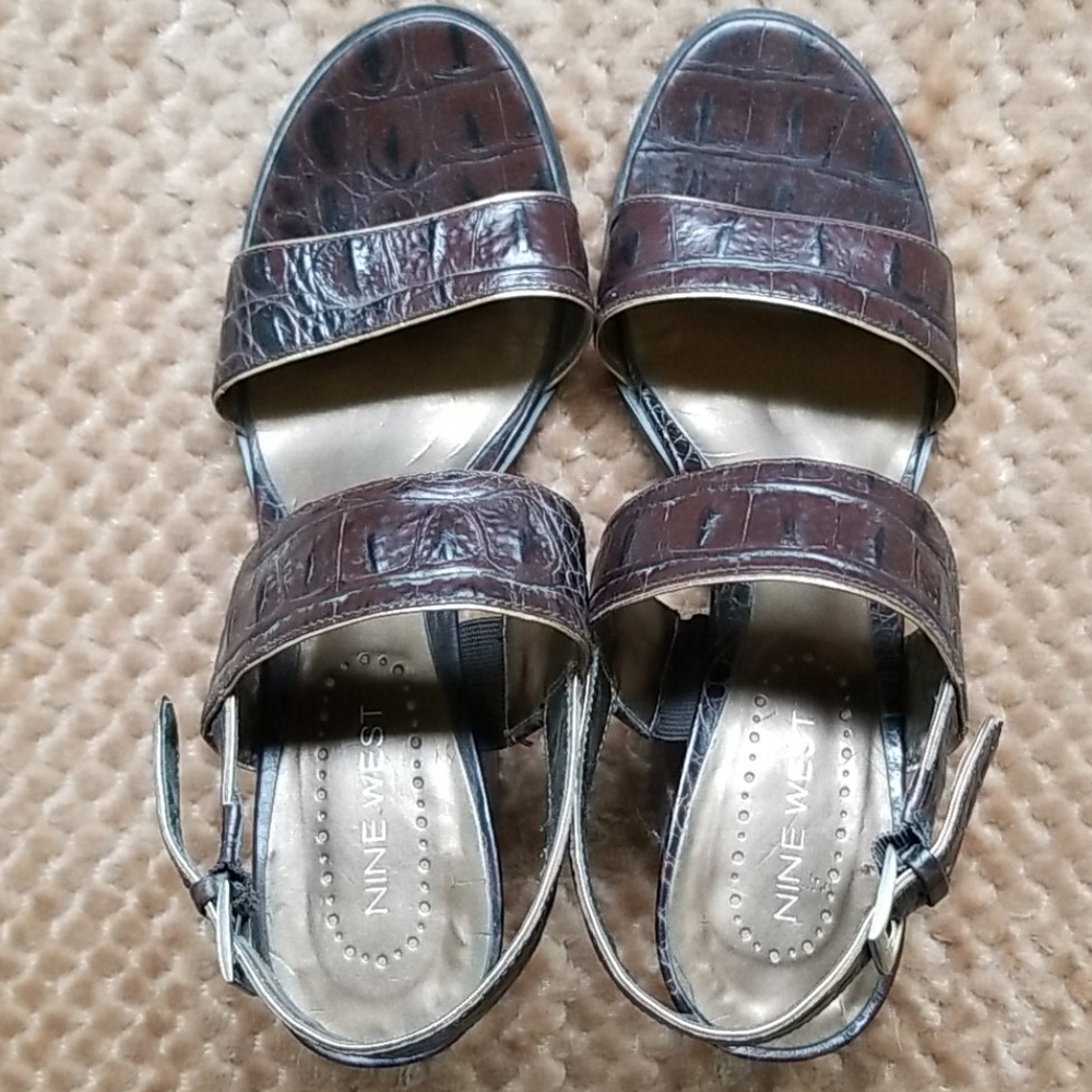 Faux Alligator Heeled Sandals